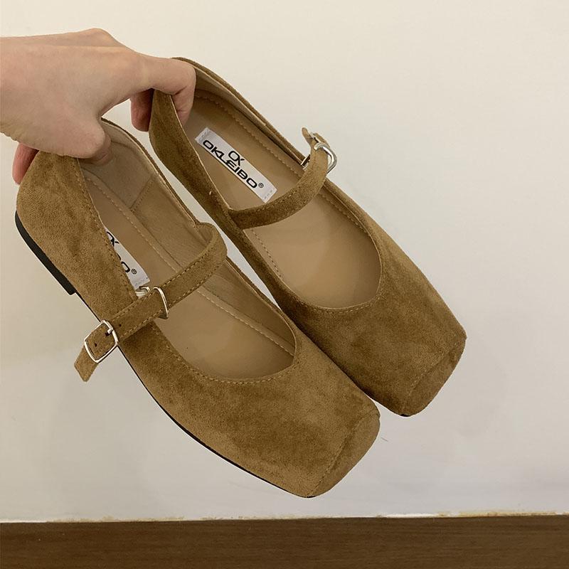 Fashion Fashion Buckle Strap Ladies Mary Janes Flats Shoes Soft Casual Female Shallow Footwear Square Toe Women Flats With Shoes