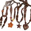 Retro Wooden Bead Star Adjustable Pendant Necklace - Versatile Autumn/Winter Sweater Chain