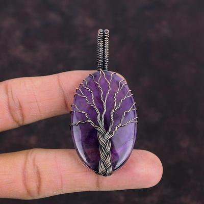 Baum des Lebens Stern Amethyst Anhänger Kupferdraht gewickelter Anhänger Edelsteinanhänger Geschenk für Mutter Handgefertigt Erstaunlicher Anhänger Kupferdrahtschmuck