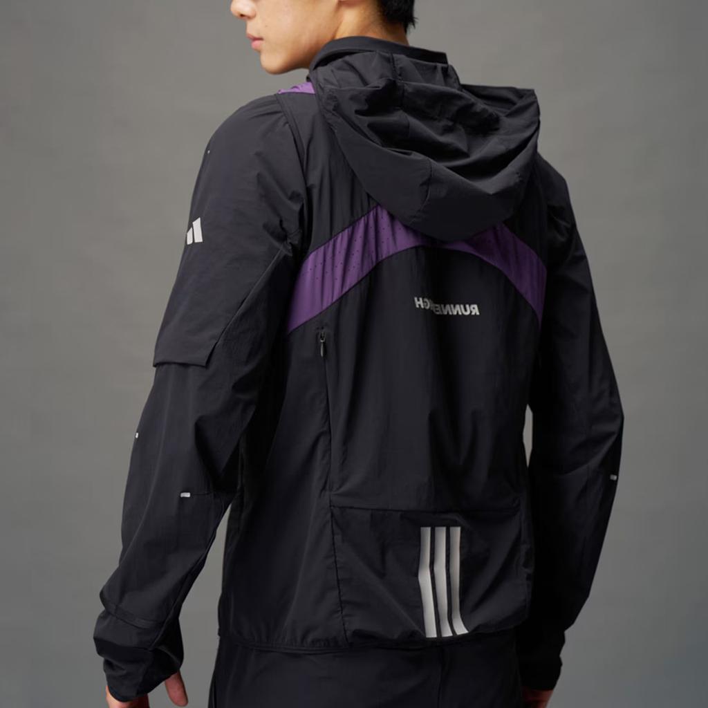Adidas Breeze Run Reflective Print Removable Sleeve Running Jacket Men Jacket KF4924
