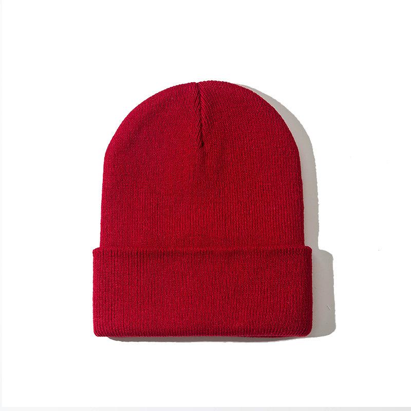 Custom Logo Unisex High Quality Plain Blank Dyed Solid Color Winter Hat Acrylic Knitted Cuffed Beanie