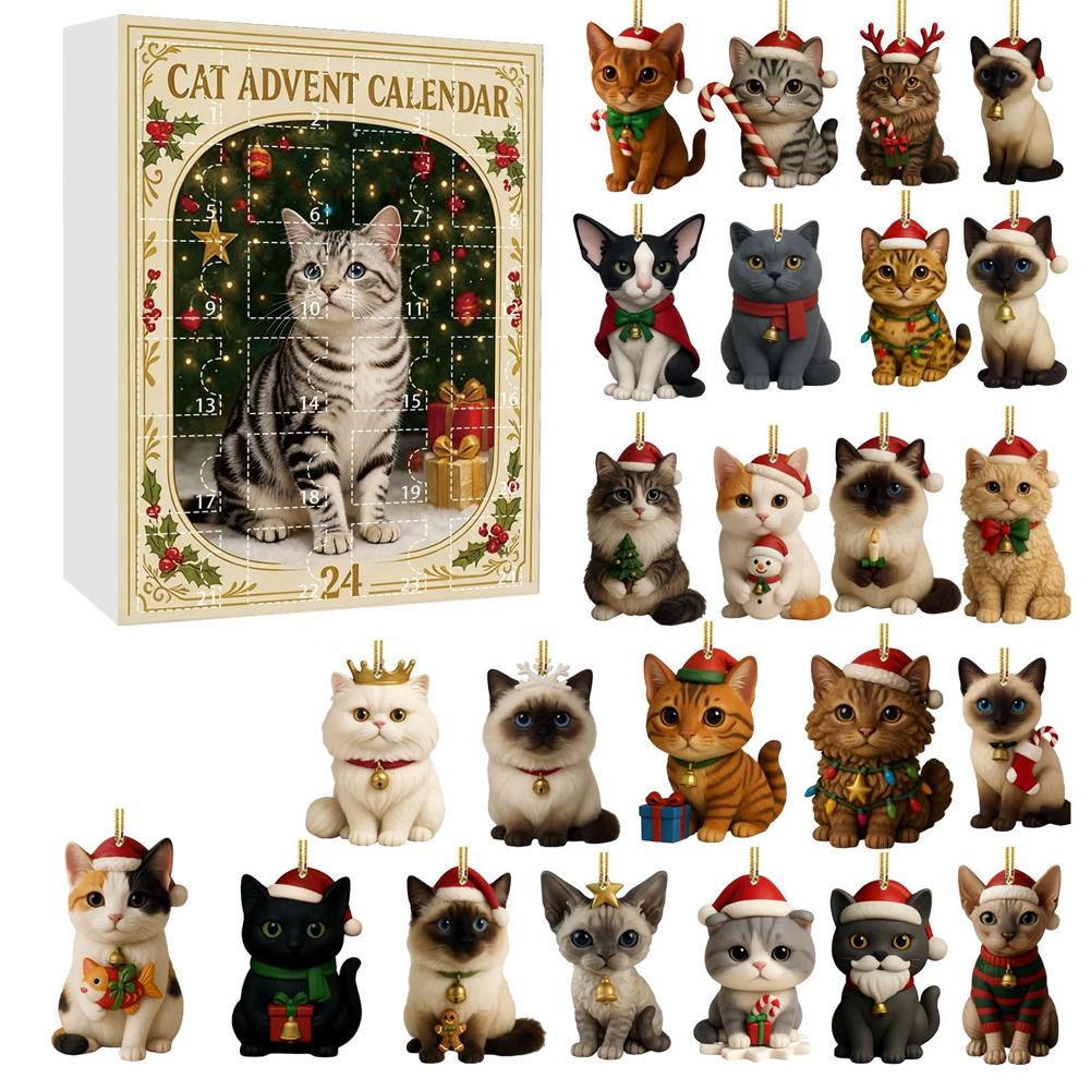 2D Cat Park Advent Calendar 2025 With 24 Surprise Figures Christmas Advent Calendar for Halloween And Christmas