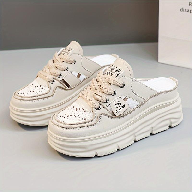 New Breathable Women's Shoes Summer Hollow Thick Sole Platform Casual Skateboard Sneakers