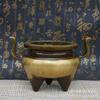 Old Xuande Agarwood Incense Burner Religious Supplies Refined Copper Soaring Double Ear
