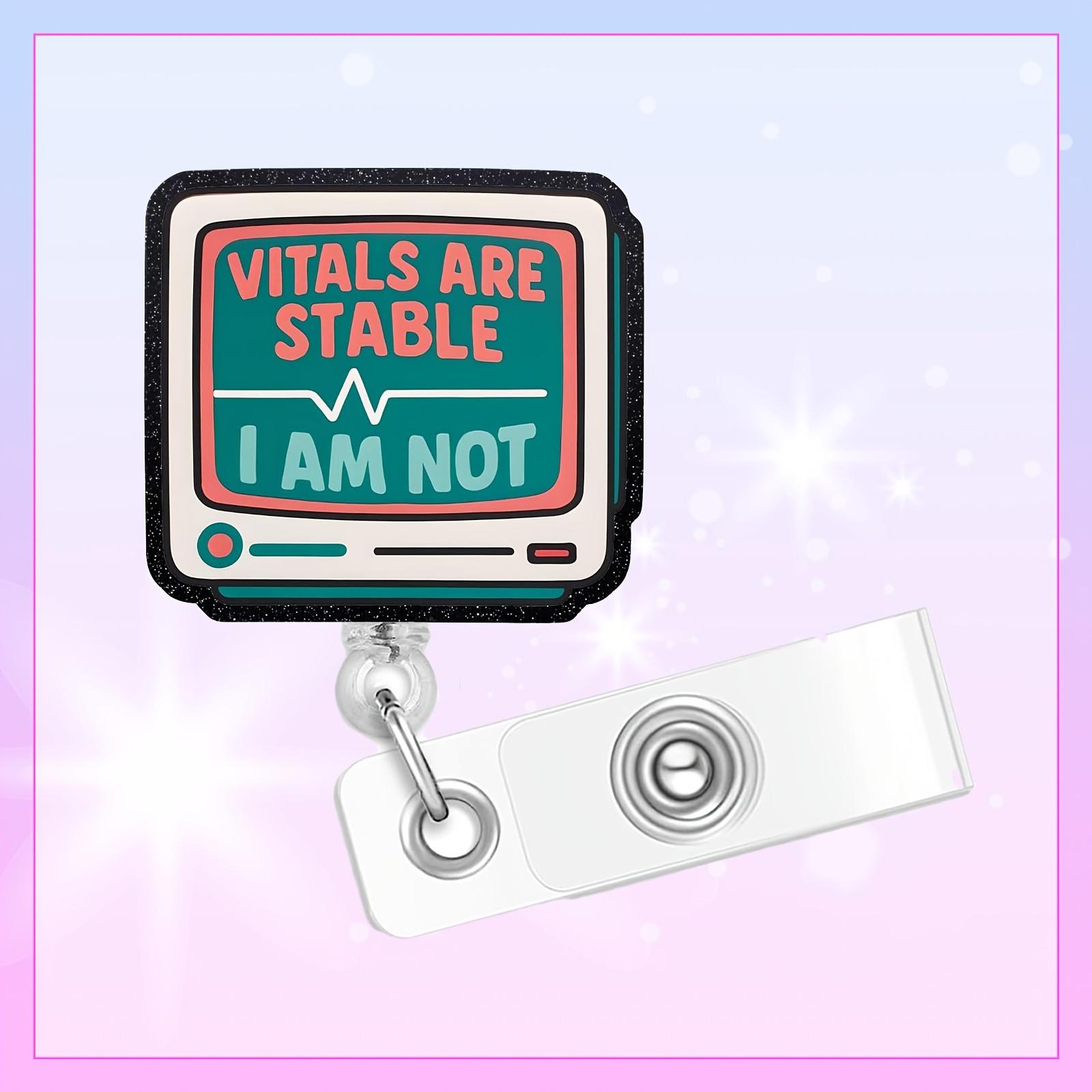 2D Funny Nurse Badge Reel | Vital Signs Monitor Badge Holder with Retractable Clip Monitor Badge Reel