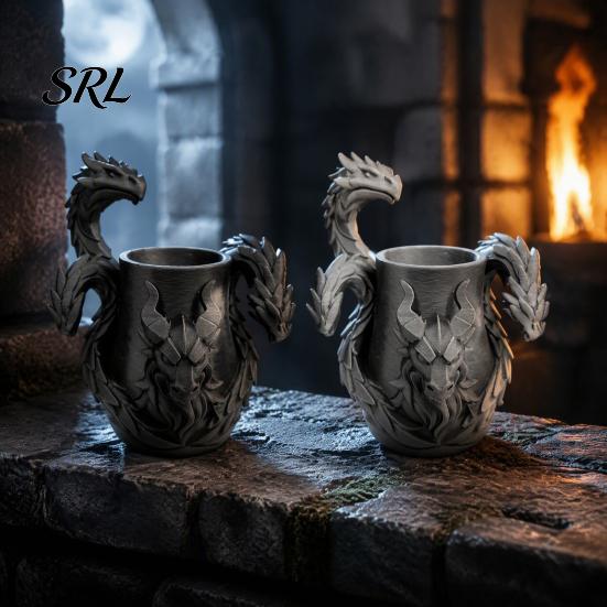 Multi-functional Pen Cup Three-Headed Dragon Holder, 3D Printed Fantasy Desk Organizer, Organizer Realistic Scale Details Ornament for Pens