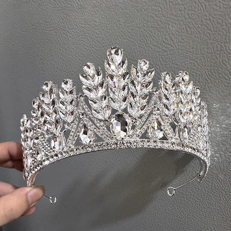 Super flash full diamond princess queen crown headband bride wedding banquet crown light luxury high-end temperament hair accessories woman