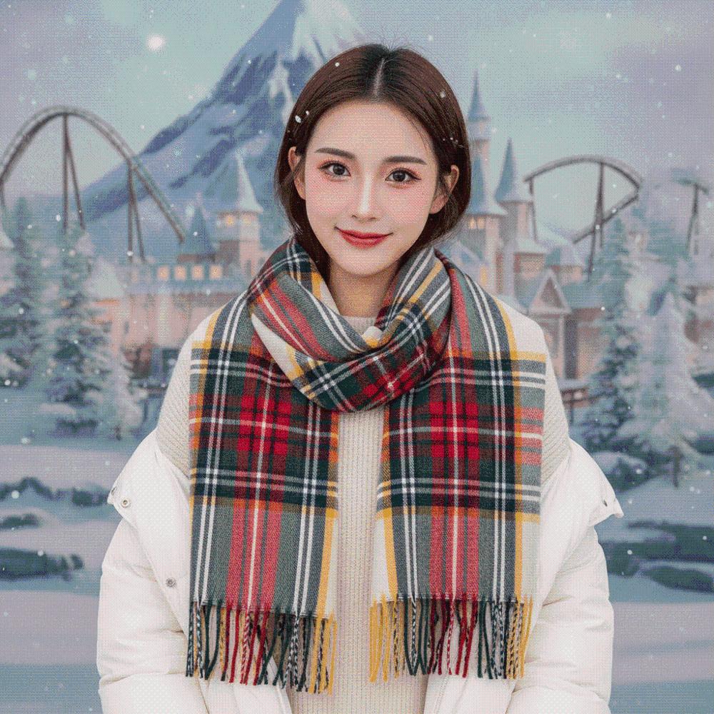 Plaid Cashmere Neckwear Classic Gingham Shawls Warm Stoles Tartan Mufflers Party