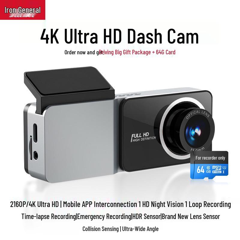 Iron General Dashcam 2025: No-Wiring 4K Panoramic HD Night Vision, Dual Front and Rear Recording