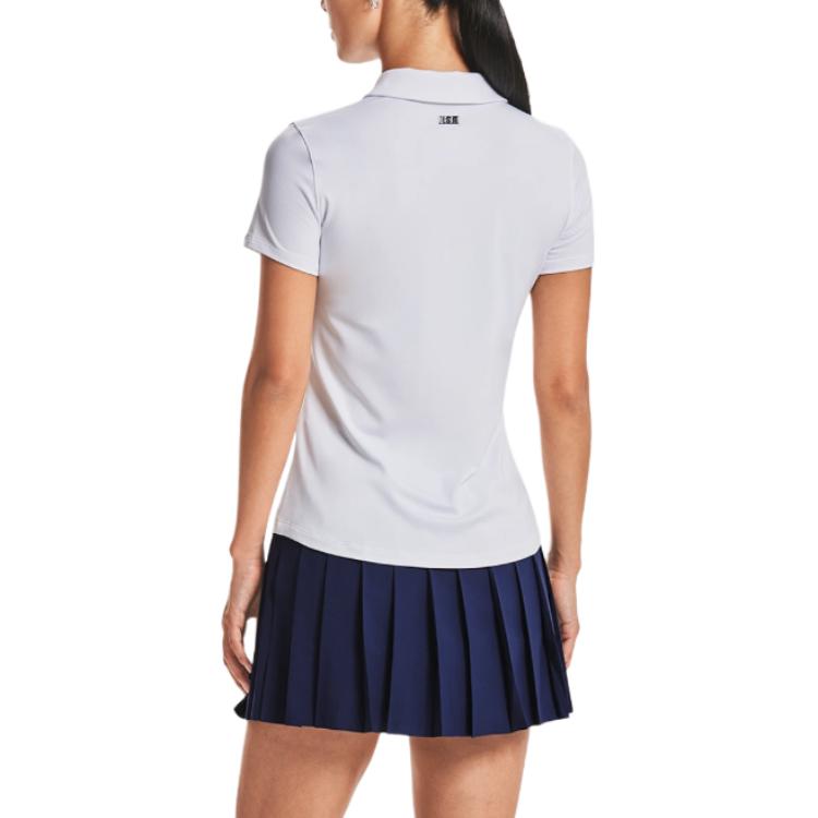 Under Armour Playoff Solid Casual Short Sleeve Polo Shirt Women Tops White 1377335-100