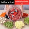 Manual Food Processor and Meat Grinder for Kitchen Use: Hand-Cranked Blender for Vegetables and Dumpling Stuffing.