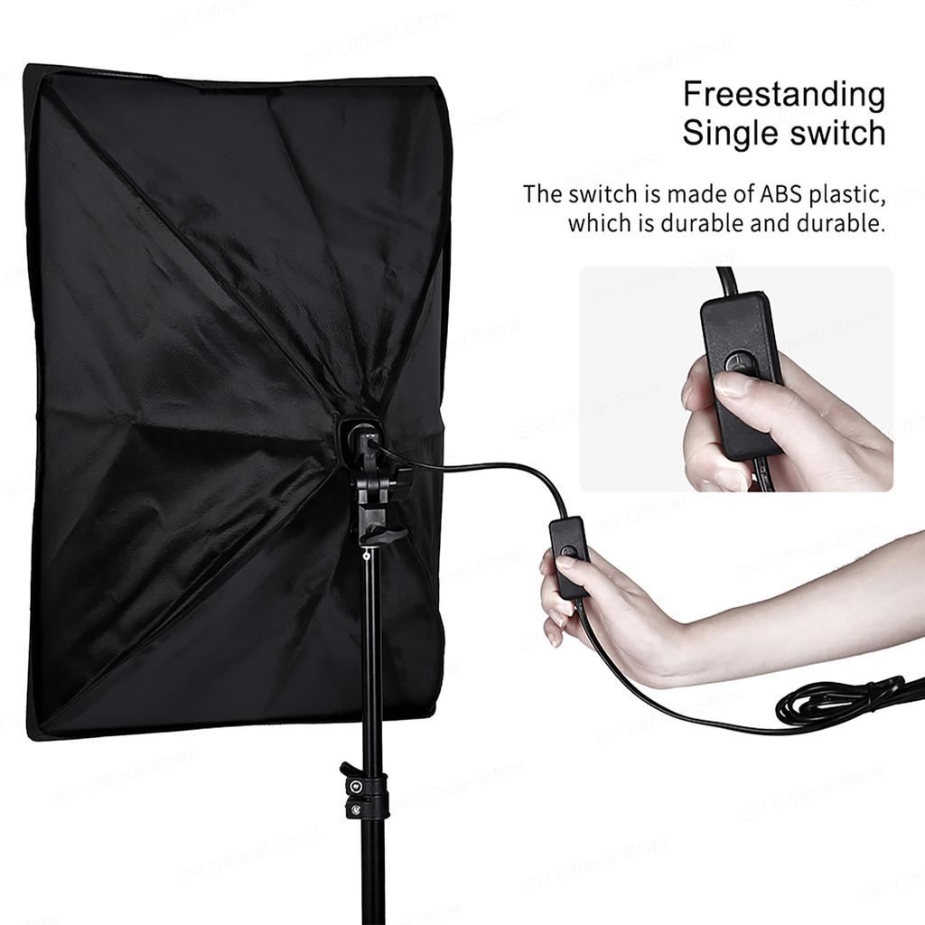 Andoer Studio Photography Light Kit Softbox Lighting Set Including 45W LED Light Bulbs 50x70cm