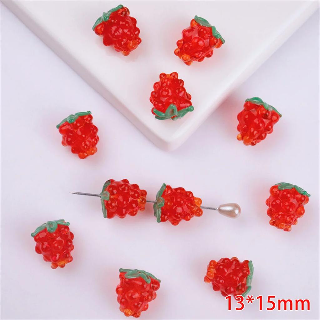 SG14 2Pcs Mini Cartoon Multicolored Cute Fruit Glass Beads Fruits Handmade Raspberries DIY Bracelet Earrings Trend Accessories