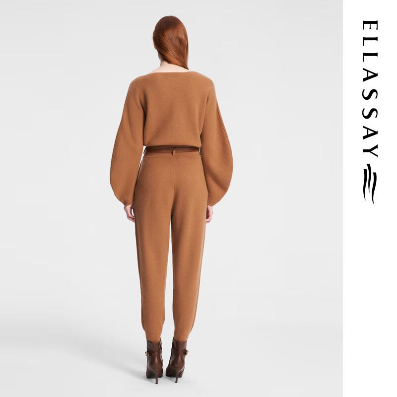 ELLASSAY Women's High-Waisted Tapered Wool Blend Casual Pants