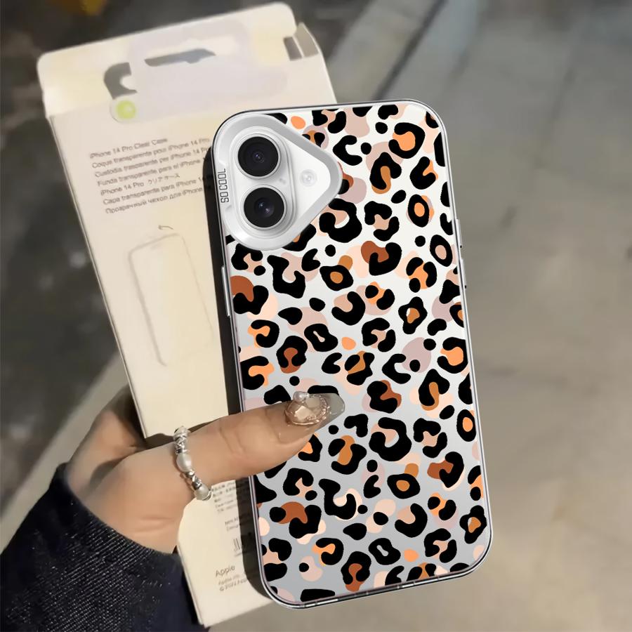 Back Phone Cover Case for iPhone 17 Pro Max 15 Plus XS 12 Air 14 13 Pro 16 11 XR Leopard Print Logo