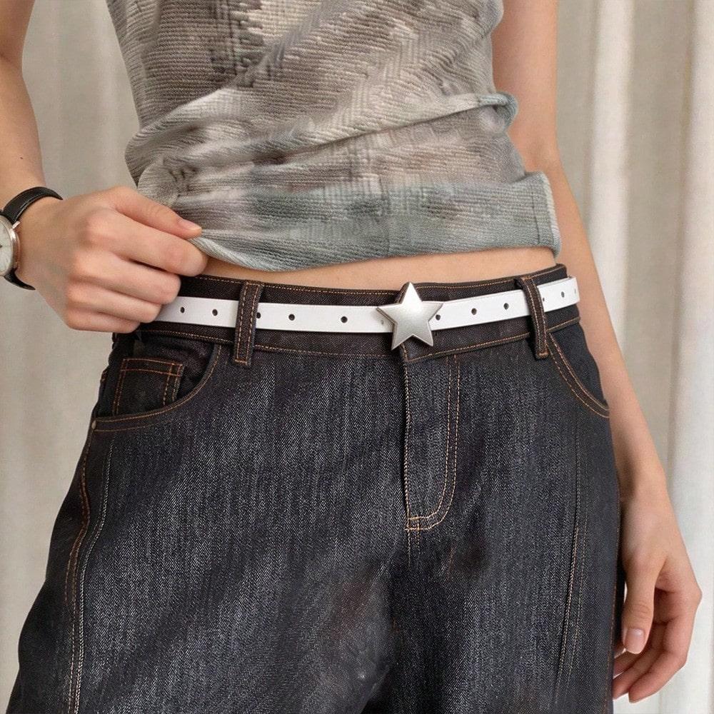 New Star Button Head Belt Women's Jeans Skirt Accessories Personalized Versatile Belt