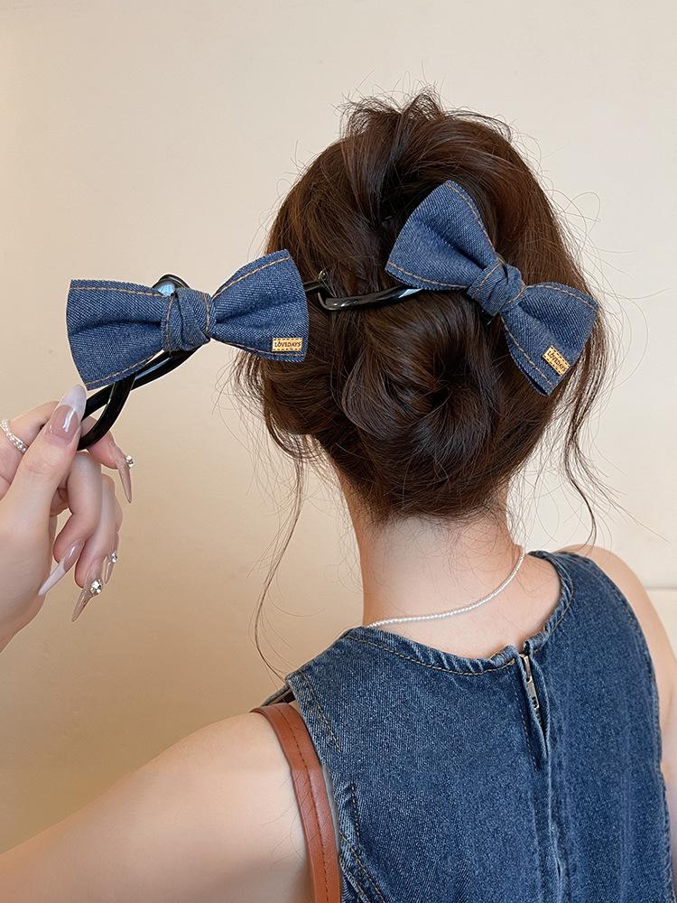 

Тканевая заколка-бант, корейский темперамент, модная, универсальная, пружинный зажим на затылок, простая атмосфера, высококачественные аксессуары для волос