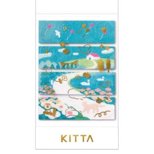 King Jim KITTA Bellows Masking Tape Landscape KITZ001 Portable Perforated Washi Tape 28 Sheets 4 Designs