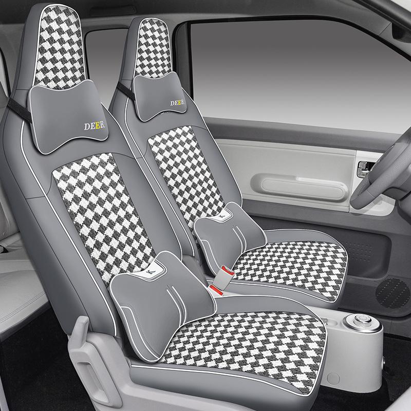 Wuling Sunny Spezielles Autositzkissen: Ganzjahres-, Vollumfassendes Design mit Leder, Faserleinen und Cartoon-Mustern