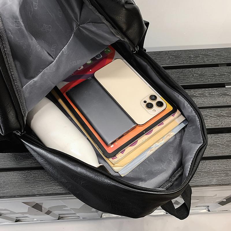 New retro backpack simple soft leather leisure travel backpack large capacity trend student class bag