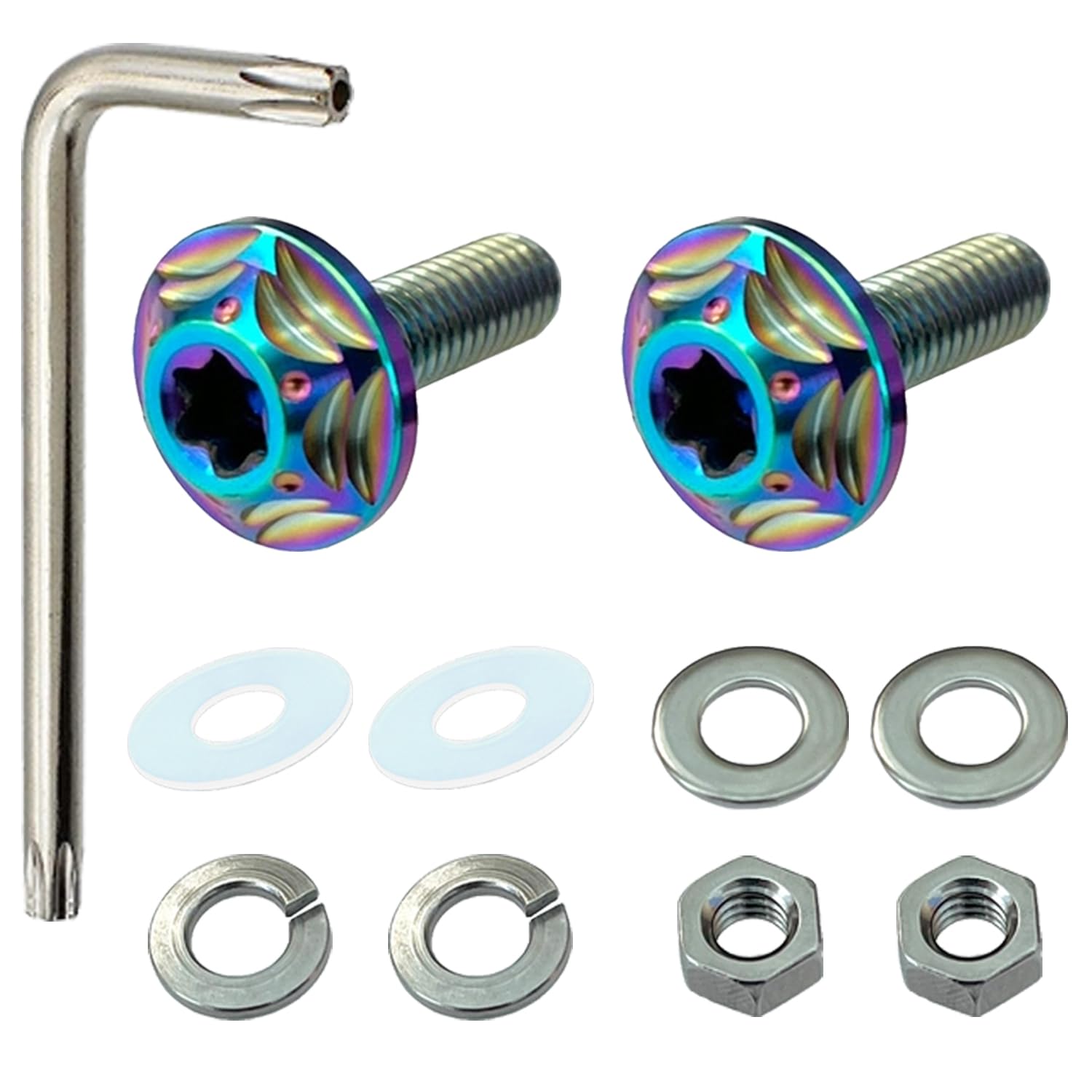 RENPA Motorcycle Titanium Alloy License Plate Bolt Snowflake Design Vehicle