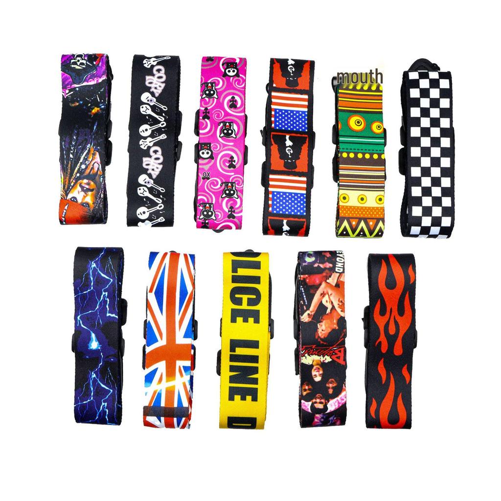 Ethnic Style Polyester Guitar Strap - Folk Classical Design, Widened Shoulder for Electric and Bass Guitars.