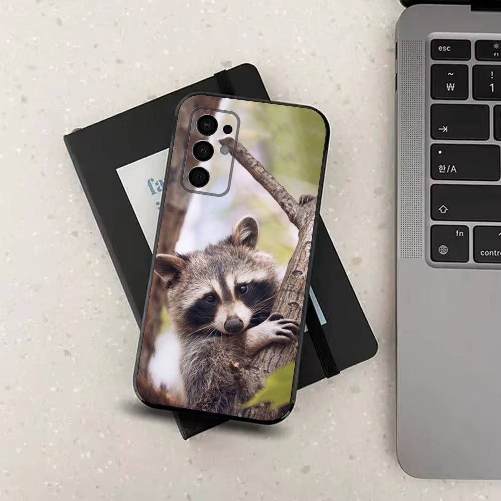 Cute R-Raccoon For Samsung Galaxy A53,31,52,72,41,Note,J7,8,9,5G,22,73,32,71, Soft Black Silicone Case