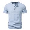 Camiseta Vintage Hombre Malla Waffle Henley Verano Barato Tops Ropa Masculina Manga Corta Liso Golf Camiseta Streetwear