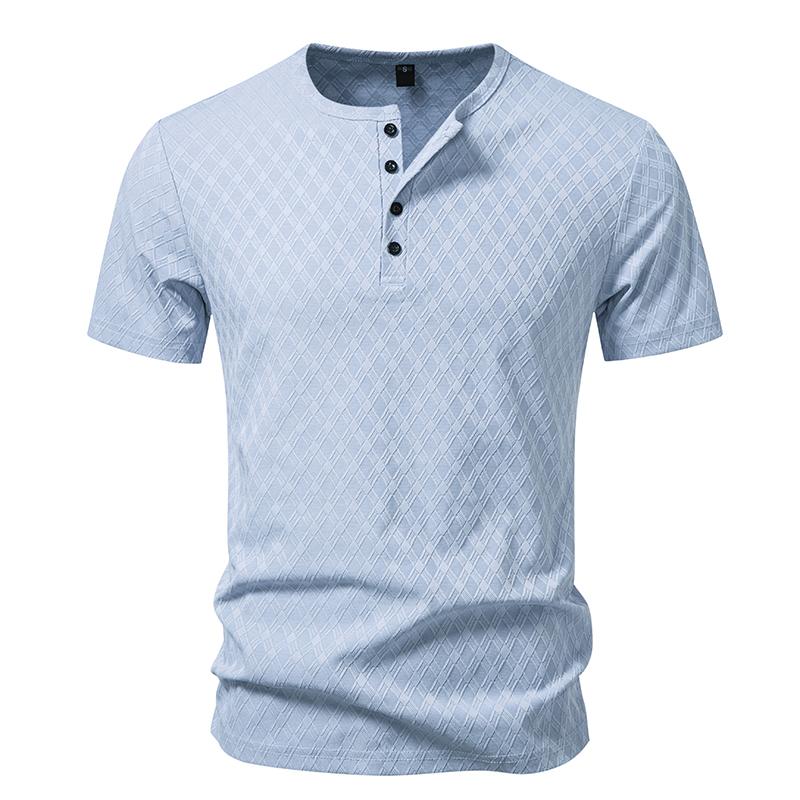 Camiseta Vintage Hombre Malla Waffle Henley Verano Barato Tops Ropa Masculina Manga Corta Liso Golf Camiseta Streetwear