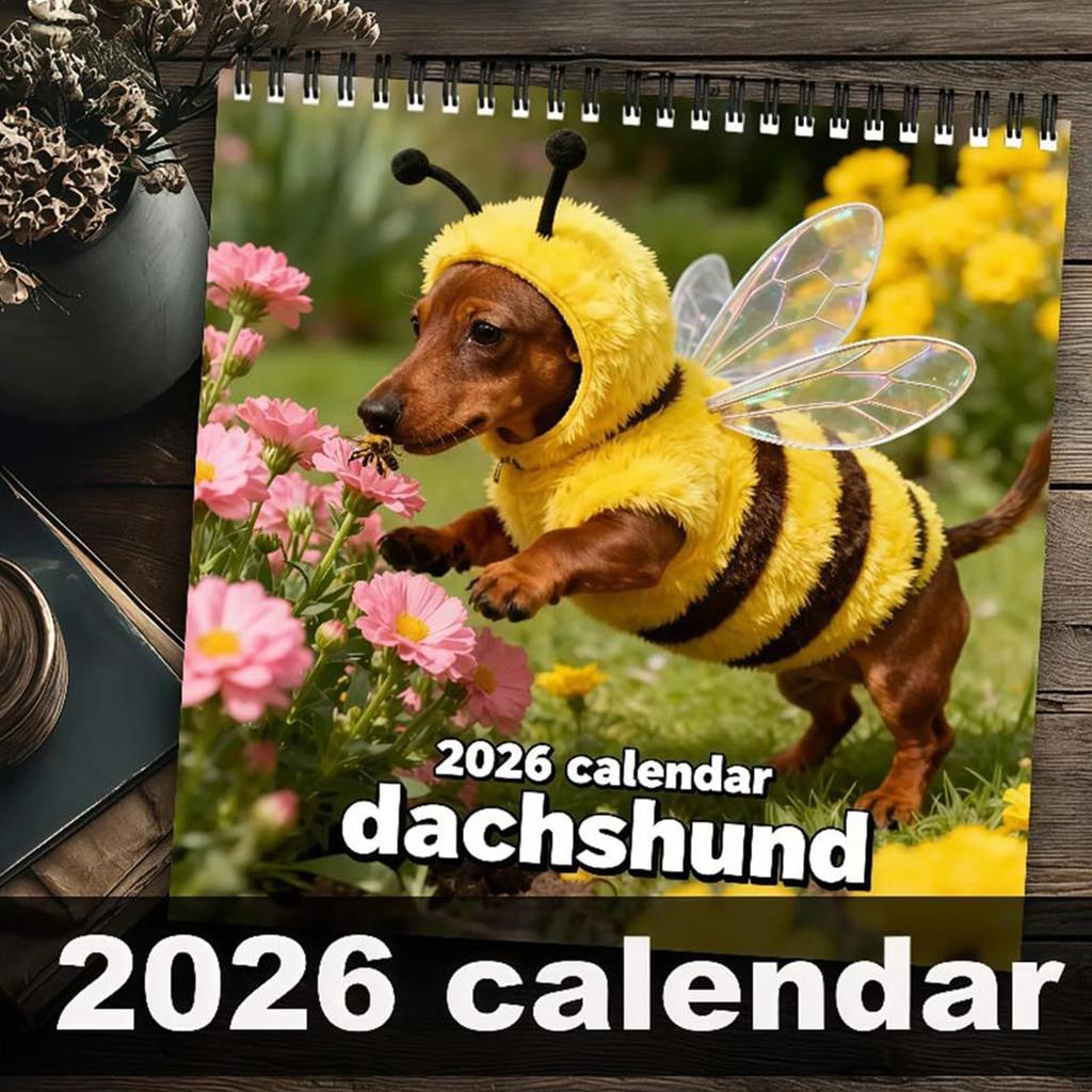 Dachshund Dog Wall Calendar 2026 Weekly and Monthly Planner for Appointment Home Office Kitchen Fridge Classroom Decoration