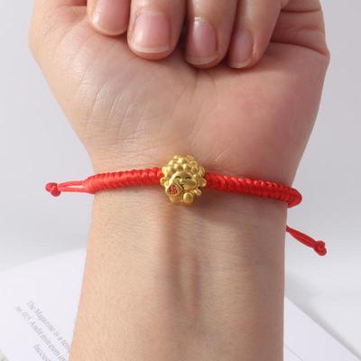 Red String Bracelet With Gold Plated Goat Pendant Handwoven Adjustable For Lucky Blessing Zodiac Gift Daily Wear