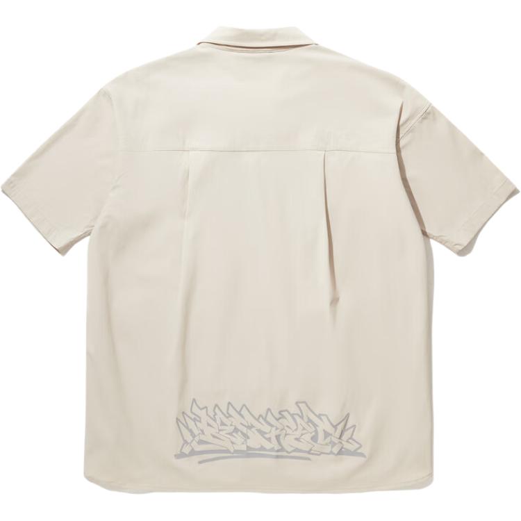 Li Ning Reignite Series Minimalist Short Sleeve Cardigan Men shirts Oatmeal-Gray ASHU041-2