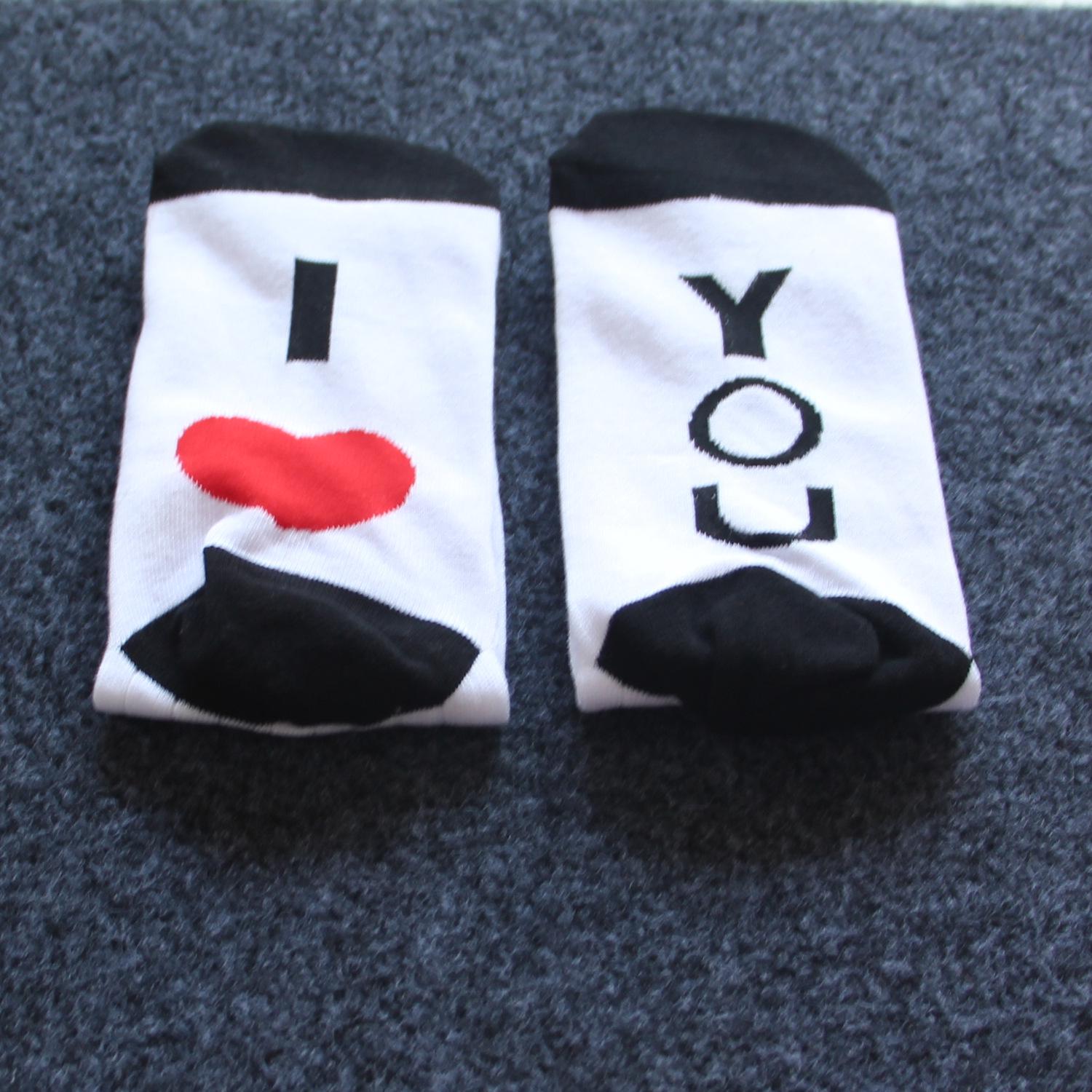 

Хлопковые носки до середины икры с принтом надписи ILOVEYOU - Дышащие и влагоотводящие One Size
