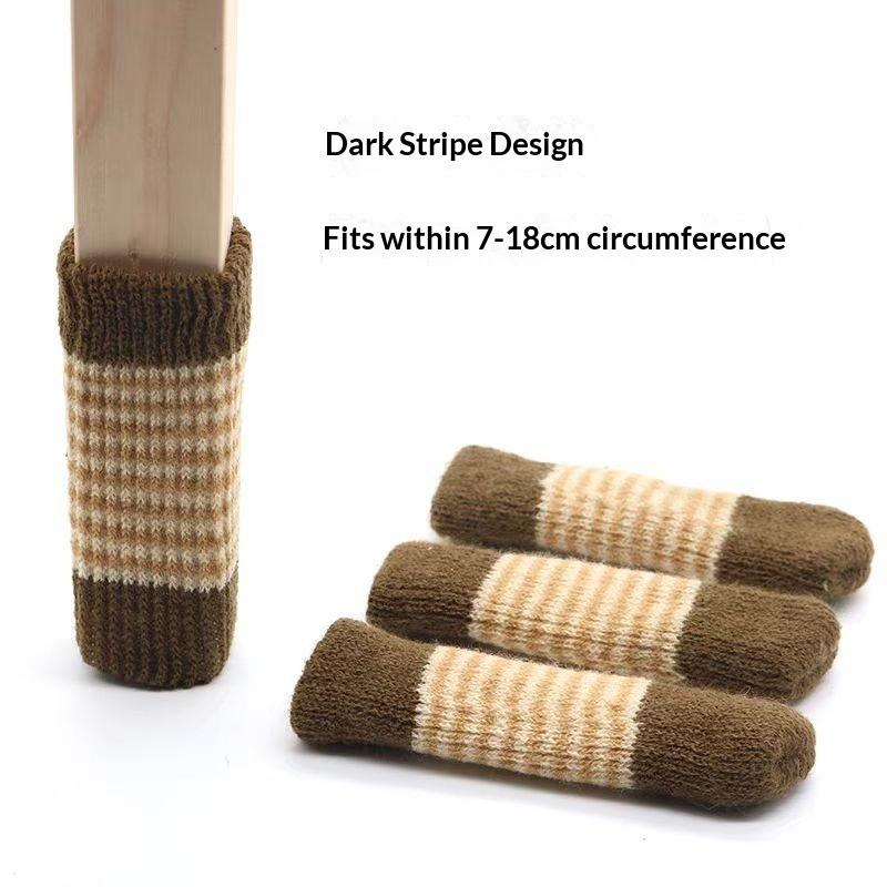 Table Chair Foot Cover Pad Protective Stool Foot Cover Leg Cover, Double-layer Thickened Knitted Chair Foot Cover Silent Non-slip Foot Cover