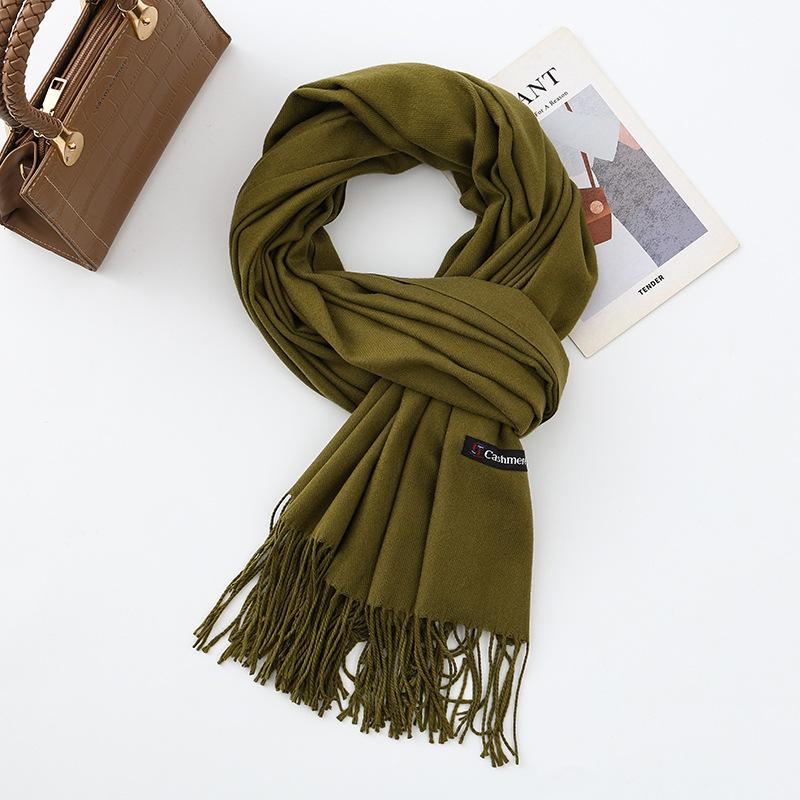 Cotton Solid Color Scarf for Women Winter Warm Wool Cashmere Scarf Autumn and Winter Women's Shawl Scarf Korean Style Atmosphere