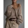 Cardigan Invernale Autunnale Maglioni Giubbotti Donna Pelliccia Sintetica di Vison Manica Lunga Maglie a Maglia Scollo a V Maglioni a Maglia Larga Cappotto Abbigliamento Casual