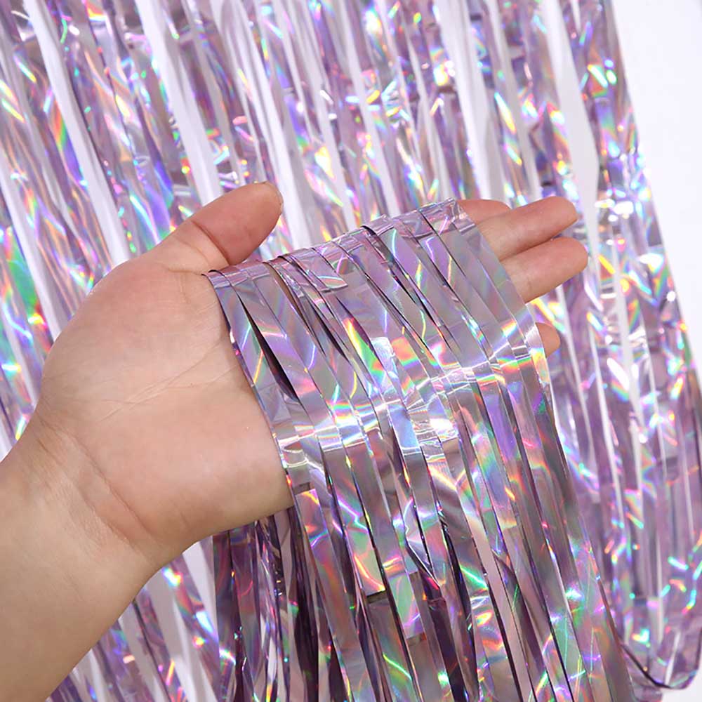 Perdele de ploaie cu laser cu PET colorat strălucitor pentru ziua de naștere pentru copii, fundal foto de nuntă, perete pentru petreceri, consumabile pentru decorare