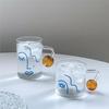 Tasse à café en verre minimaliste avec anse Art Verre Abstrait Visage de femme Tasse en verre Visage féminin Tasse en verre transparent pour café Thé au lait