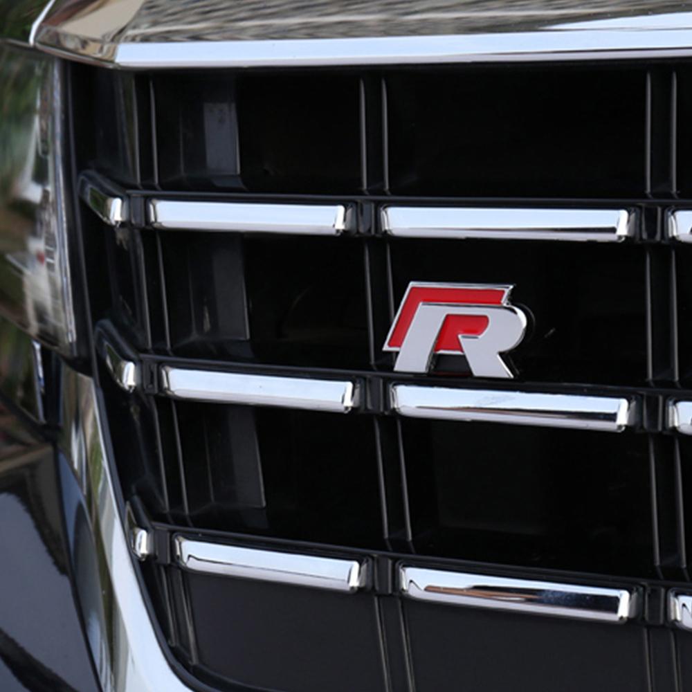 ARERQ1 Car Styling Metal Auto Front Grille Emblem Stickers Decoration For Volkswagen VW GTI Golf Polo Tiguan GTD Passat R Line Scirocco