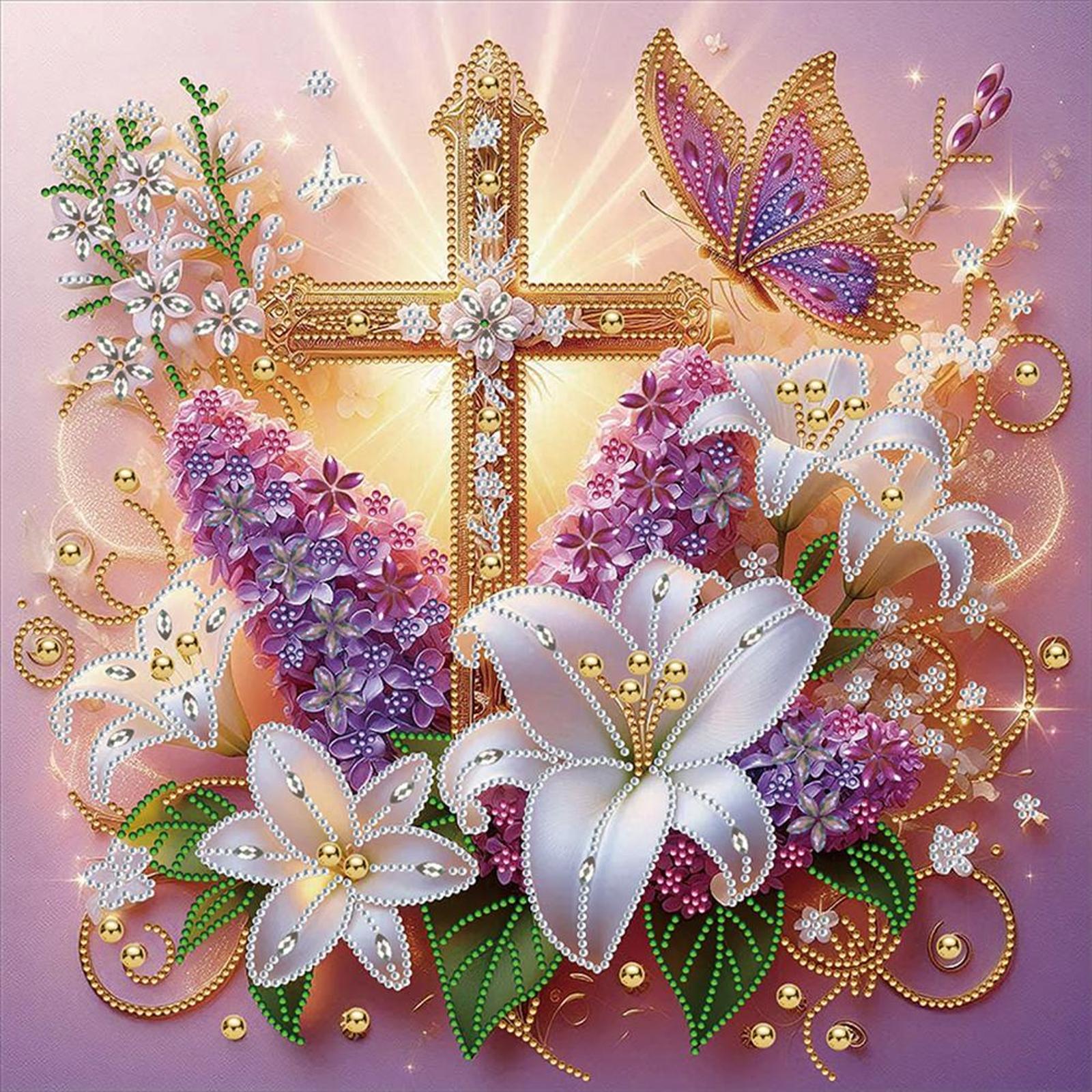 

5D DIY Partial Special Shaped Drill Diamond Painting Flower Cross Scarecrow Art