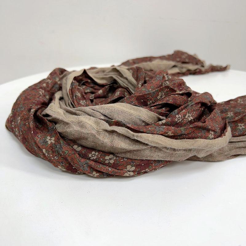 Korean Cotton Retro Scarf  Spring And Autumn New Floral Scarf Fashion Female Thin Breathable Shawl