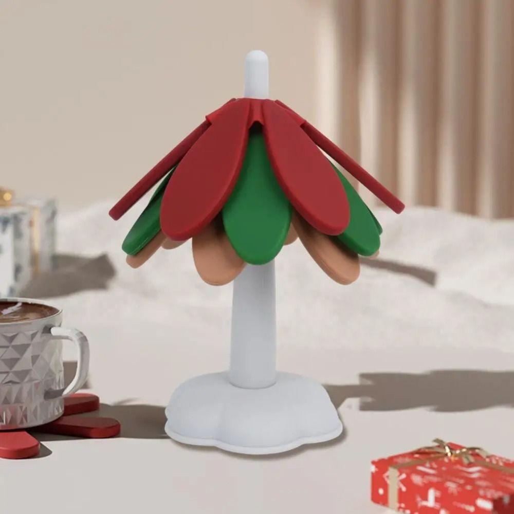 Heat Resistant Christmas Tree Table Mat Anti Scald Foldable Coaster  Teapot Hot Pots