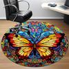 1pc Butterfly Stained Glass Chair Carpet for Office, Soft, Non-Slip Polyester Mat, Office, Entryway, Living Room, Bedroom,  yy251207279