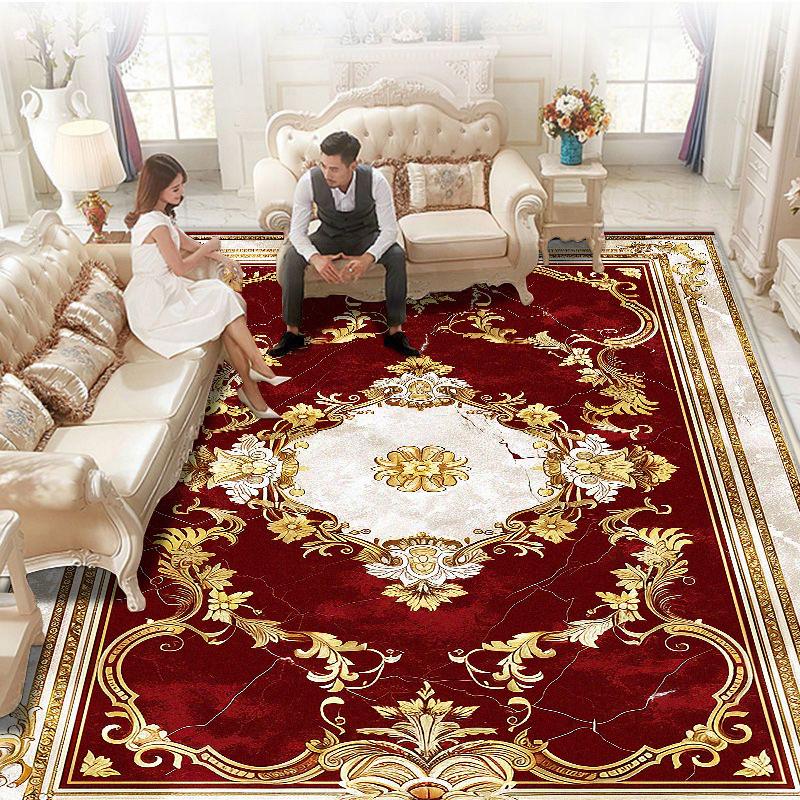 Evropský styl červené koberce do obývacího pokoje Vysoce kvalitní domácí koberce pod pohovku a stůl Velká velikost Luxusní dekorace do ložnice Podlahová rohož Protiskluzová