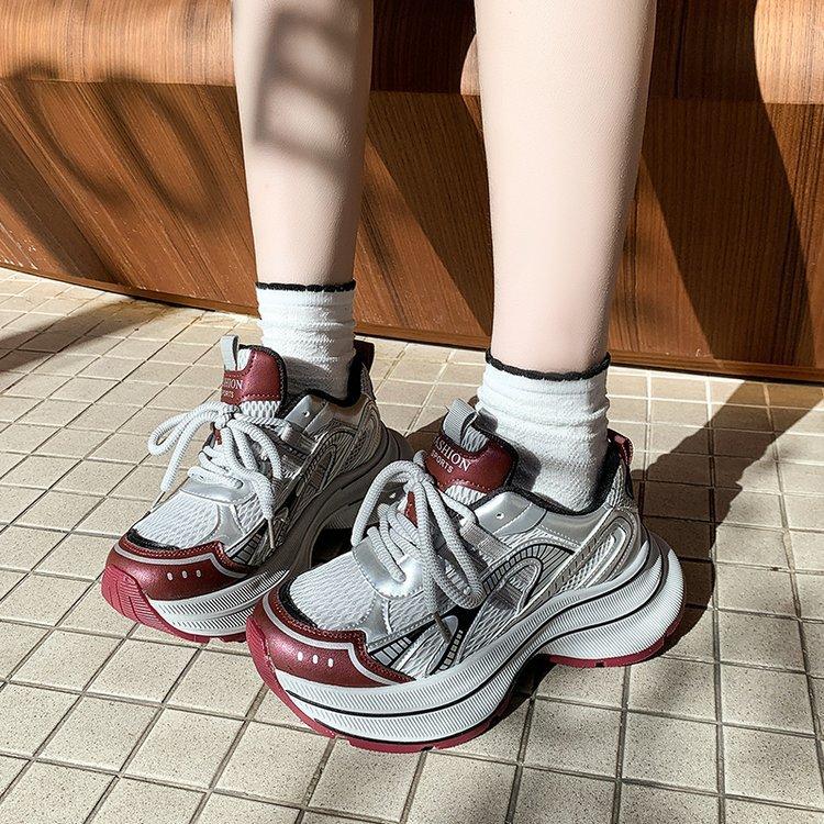 Silver Dad Shoes Women's 2024 New Winter Thick-soled Heightening Soft-soled Sports Casual Shoes Velvet Warm Cotton Shoes