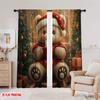 2pcs  2D plane printing Pattern Curtains Christmas bear  chocolate gift (3) Versatile Durable Polyester (without rod) Home