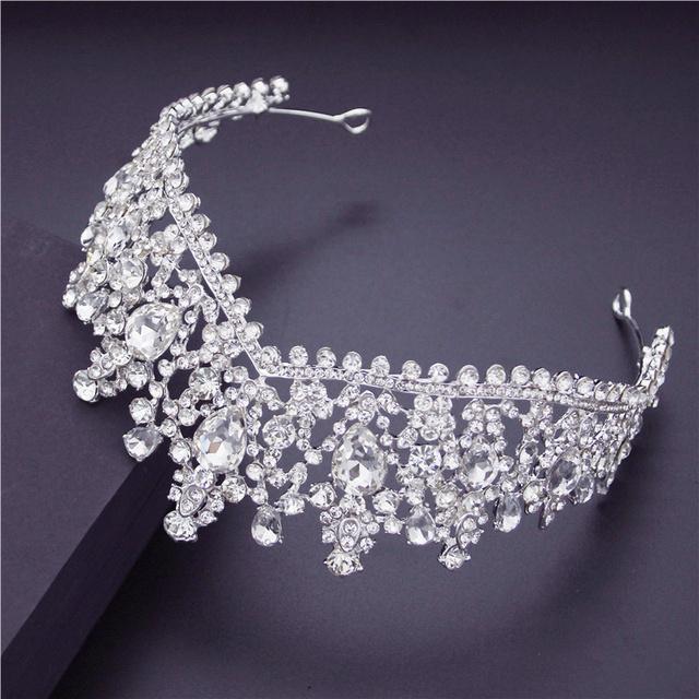 

Головной убор невесты, корона со стразами, тиары и короны в форме капли воды для королевы, свадебные украшения для волос, свадебные танцевальные украшения для головы серебряный