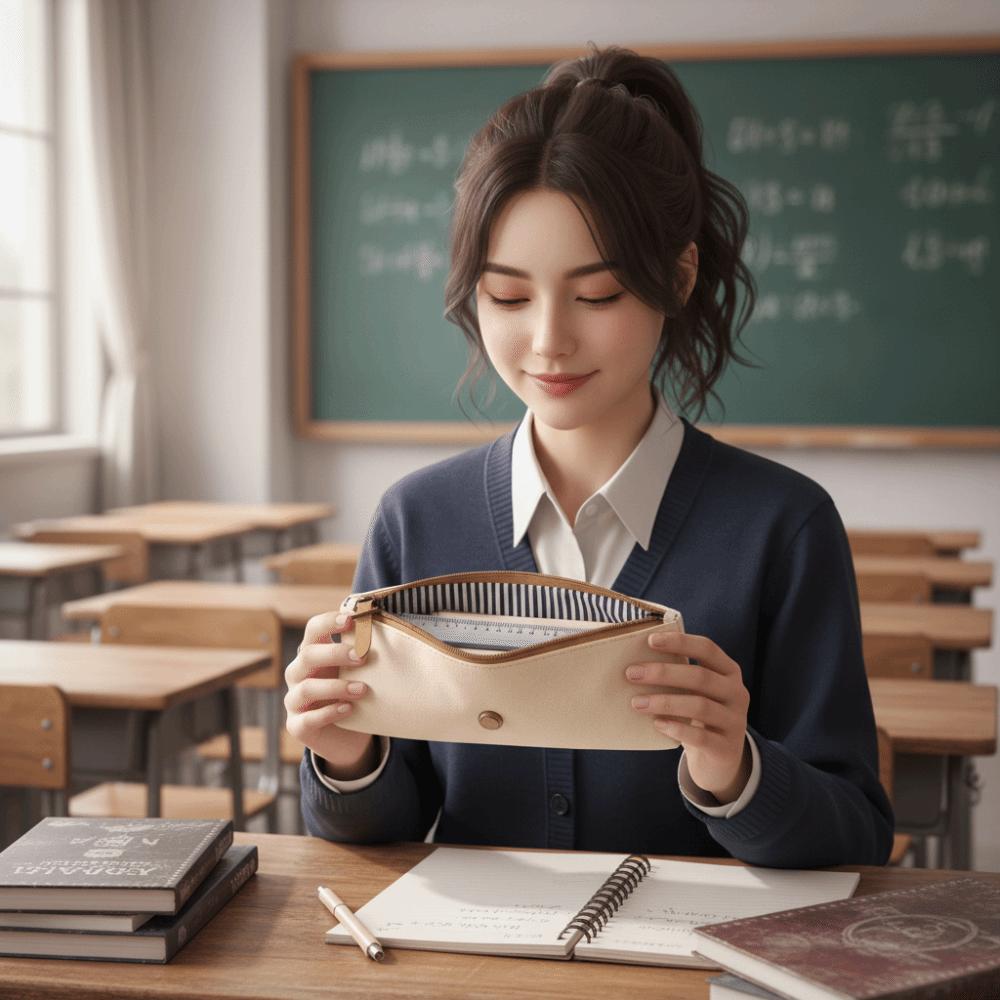 2-Layer Design Vintage Pencil Case Large Capacity Pencil Bag Stationery Organizer  Students Use