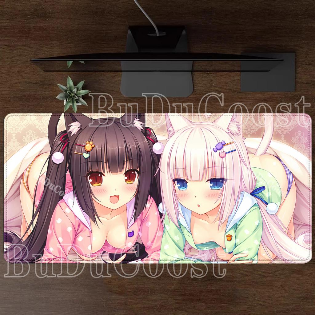 Nekopara Gaming Mousepad Speed HD Printing Anime Girl Desk Mat PC Office Accessories Keyboard Esports Nonslip Base XXL Mouse Pad
