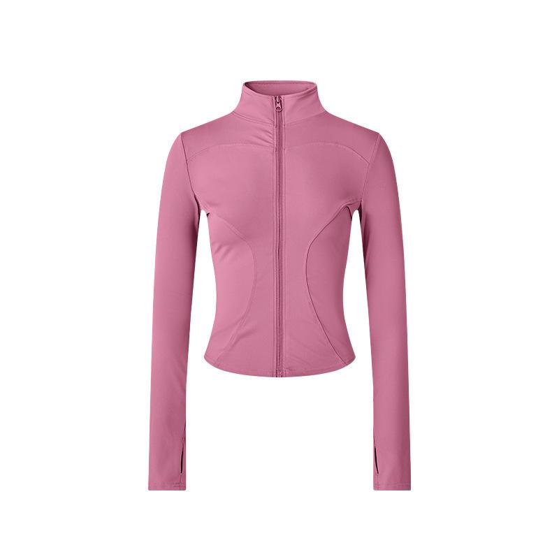 Women's Spring Yoga Jacket - Windproof Stand Collar, Slim Fit Zipper Cardigan for Running and Cycling.